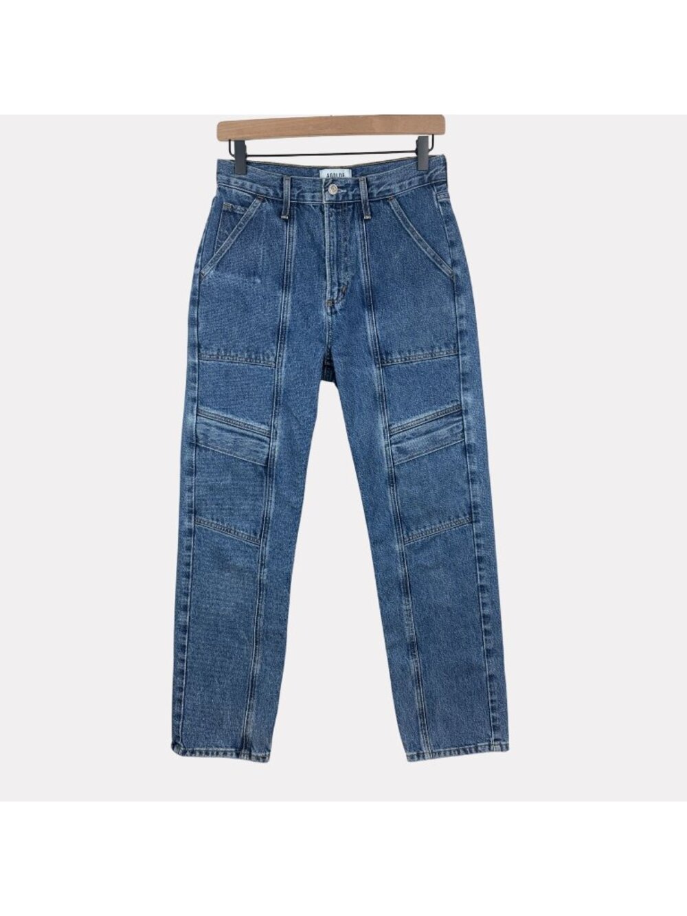 Agolde Cooper Cargo Jeans Womens 25 Blue Cotton Five Pocket Zip Fly Seams